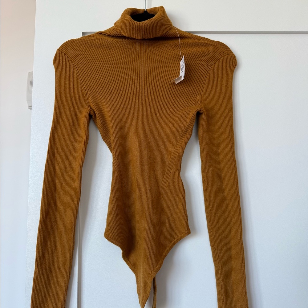 NWT-AF Mustard Ribbed Turtleneck Bodysuit
